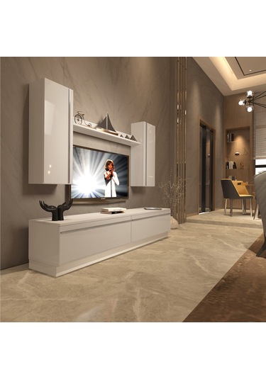 Decoraktiv Eko 5db Mdf Std Tv Ünitesi Tv Sehpası Beyaz