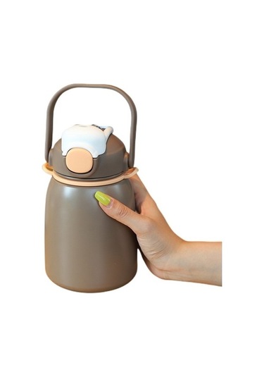 Puni 800 Ml. Çocuk Suluklar Mataralar Yalıtım Bardağı Paslanmaz Çelik Taşınabilir Saman Su Şişesi 9q2ıje Açık Gri