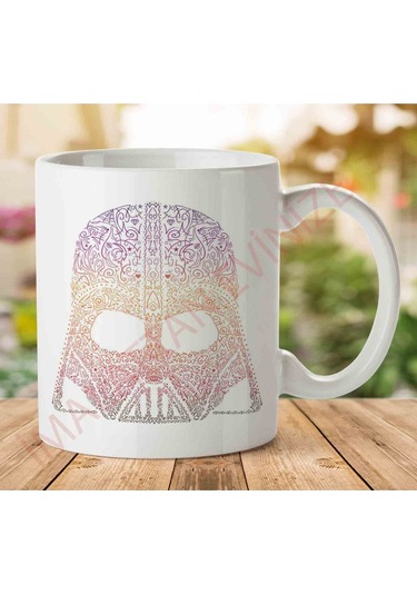 1-848 Darth Vader Neon Pattern Helmet Star Warsjpeg İki Tarafı Baskılı Kupa Bardak.jpg
