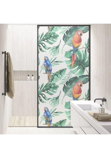 Pazly Tropikal Suntek Stil Lekeli Gizlilik Filmi Etiket Cam Buzlu 3. Ww Ahşap