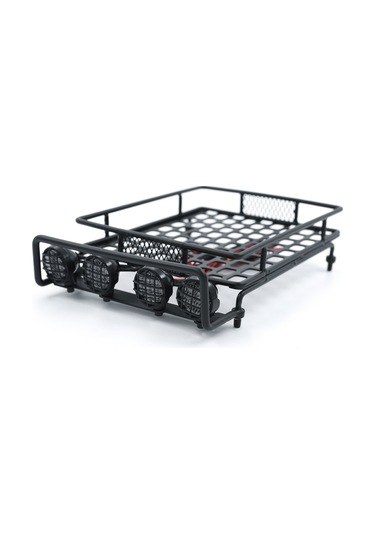 Youtek Araç Tavan Bagaj Rafı Led Işıklı Metal Siyah 1/10 1/12 1/14 Scx10 Cc01 Mn D90 D91 D99 Uyumlu A3 Modeli Ağ Desenli