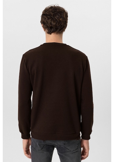 Süvari Oversize Kalıp O Yaka 3 İplik Yumuşak Dokulu Sweat Kahverengi