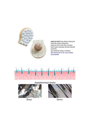 Land Of Myth Yumuşak Dişli Saç Derisi Masaj Şampuan Fırçası-AHŞAP