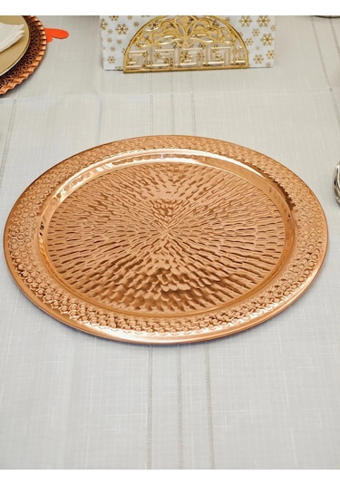 Moda Bakır Desenli Bakır Supla Servis Tabak 30 Cm Bakır