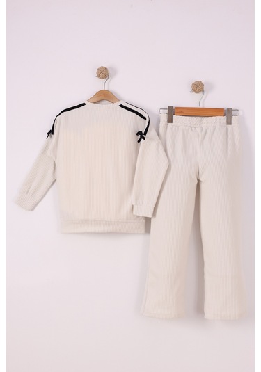 Monox Kız Çocuk Kurdale Detaylı Fitilli Polar Takım Taş