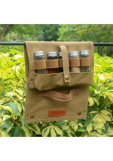 Ulzyvf Taşınabilir 10'lu Baharat Seti Reedark Kamp Dış Mekan Çantası Haki - Pu Haki Haki