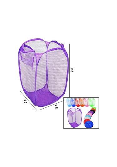 Easy Open Hamper Renkli Oyuncak Sepeti Filesi 40x40x70cm A Stili