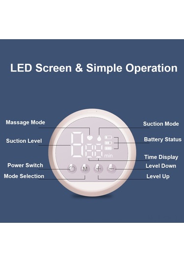 Vkemall Beyaz Entegre Elektrikli Emziği - Ağrısız Sessiz Fonksiyonlu, Led Ekranlı, 2 Mod 9 Seviye Baskı, 22mm Silikon Kapağı Ve 180ml Şişe Usb Şarjlı