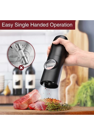 Honeybeeshop Bir Paket 1 Veya 2li Sarj Edilebilir Elektrikli Biber Ve Tuz Degirmeni Seti Sarj Tablasi Otomatik Calisma Led İsik Ayarlanabilir Ogutme Usb Sarj Kompakt Tasarim Ahşap