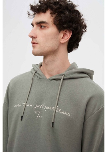 D's Damat Relaxed Fit Haki Nakışlı Sweatshirt 3ECE24ORT0493 Haki