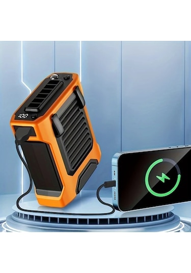 Xuweiwei Taşınabilir Bel Fanı 8000 Mah Büyük Kapasite Yeşil 4 Hız Seçeneği Boyun Ve Bel Kayışlı Şarjlı Masa Fanı Ev Ofis İçin