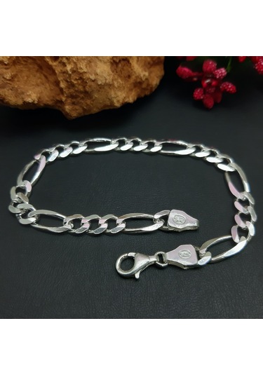 925 Ayar Gümüş Figaro Model Erkek Bileklik 7  Mm