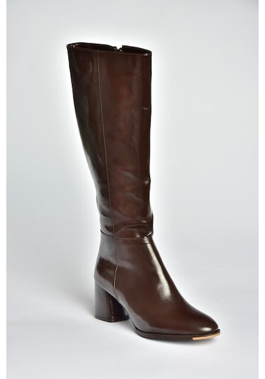 Fox Shoes J848300160 Kahverengi Rustik Kalın Topuklu Kadın Çizme Kahverengi