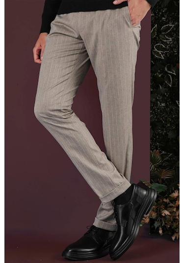 P 1134 Slim Fit Bej Spor Pantolon Bej