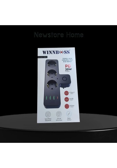 Wınboss Akım Korumalı 3 X Usb 1 X Type-c Girişli 3'lü Priz Uzatma Kablosu Kablosuz