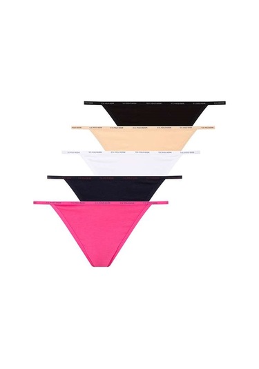 U.s Polo Assn. 67000 Kadın 5 Li Slip-siyah&ten&beyaz&fuşya&lacivert mix color