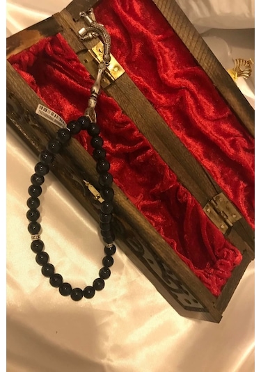 Tespih Yıldıztaşı Doğal Taş Tesbih Gümüş İmameli Yıldız Taşı Ahşap Kutulu 8mm Çok Renkli