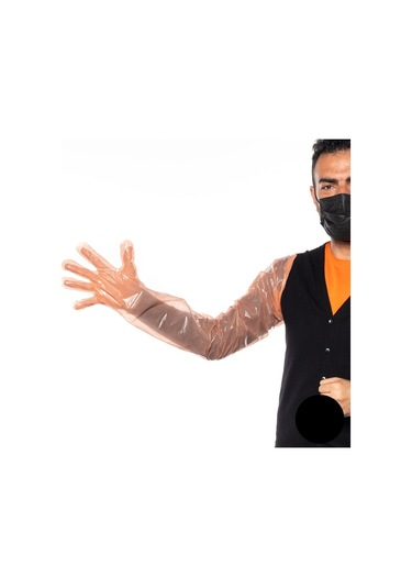 Rektal Eldiven 90 Cm Lastiksiz Tohumlama Eldiveni 100Lü W-Orange