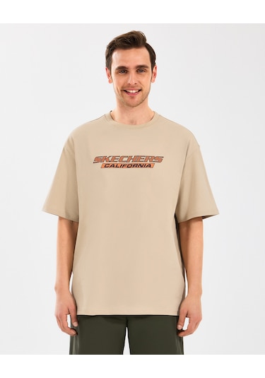 Skechers M Heavyweight Graphic Tee T-shirt Erkek Bej Tshirt S2510155-211 Bej