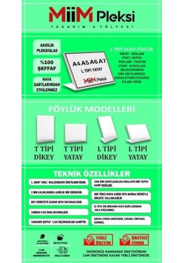 L Tipi A4 Pleksi Föylük Broşürlük-Yatay A4 Föylük-20 Li Paket (478785139)