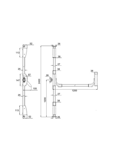Assa Abloy Yüzey Tip Panik Bar 2-3 Noktadan Kilitlemeli Ped-180-2-3