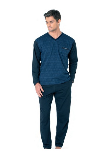 Pierre Cardin 6110 Erkek Kuzun Kollu V Yaka Pijama Takımı-saks Saks