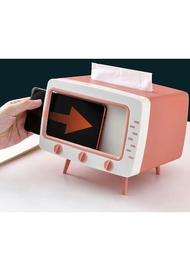 Mavi-çok Fonksiyonlu Tv Şekli Doku Kutusu Cep Telefonu Tutucu Masaüstü Dekorasyon Mutfak Peçetelik Oturma Odası Çeşitli Eşyalar Organizatör