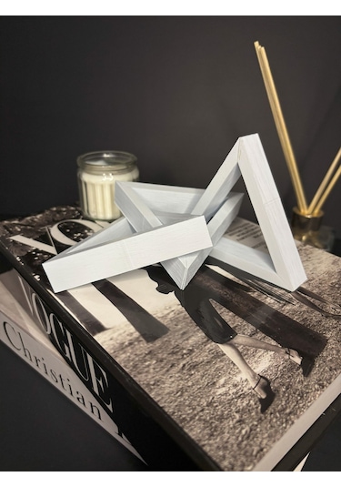 Modern Üçgen Beyaz Zincir Dekor 3 Parçalı Geometrik Biblo