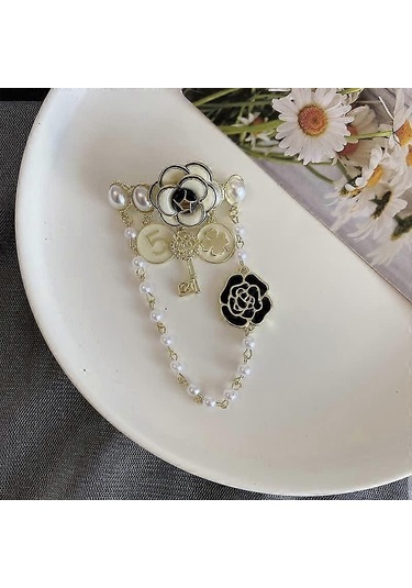 İnci Sarkan Zincir Broş,zarif Yaka İğneleri,kadınlar İçin Vintage Mücevher Hediyesi Çok Renkli