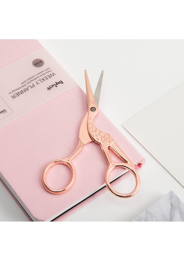 Geeksen Altın Renkli Paslanmaz Çelik Güvenlik Makasları - Ofis İçin Kuyruklu Uçlu Ofis Gereci