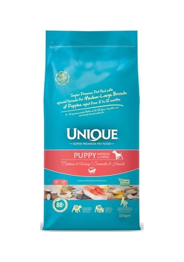 Unique Medium Large Puppy Somonlu Hamsili Yavru Köpek Maması 15 KG