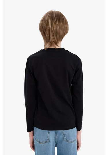 Defacto Erkek Çocuk Bisiklet Yaka Basic Düz Uzun Kollu Tişört K1686a625aubk81 SIYAH