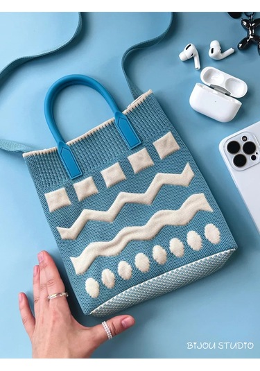Bijou.studio Örgü Telefon Çantası Omuz Askılı Crossbody Yazlık 233965862 Açık Mavi
