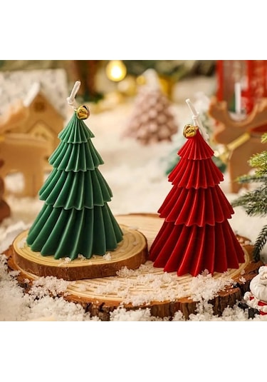 Yeşil Noel Ağacı Kokulu Mum Yılbaşı, Dekoratif