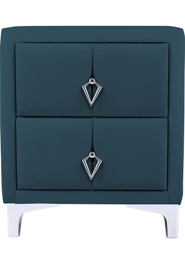 Harmony Silver Iki Çekmeceli Komodin- Yatak Odası Kumaş Döşemeli 2 Kapaklı Komodin Modeli Mavi