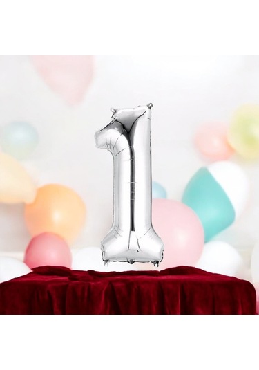 Brokoli Home 1 Numara Folyo Gümüş Folyo Balon 100cm 40inç Helyuma Karışık Renkli