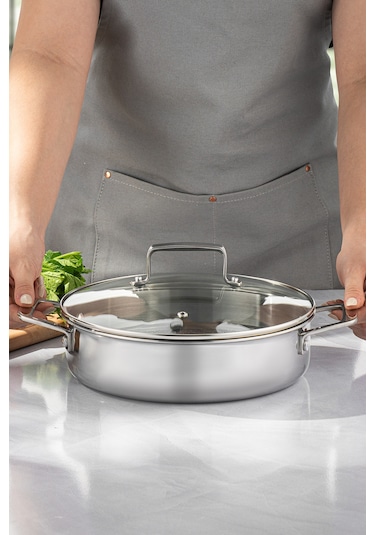 Emsan Pro Tri Ply Karnıyarık Tencere Çelik 28 Cm Gümüş