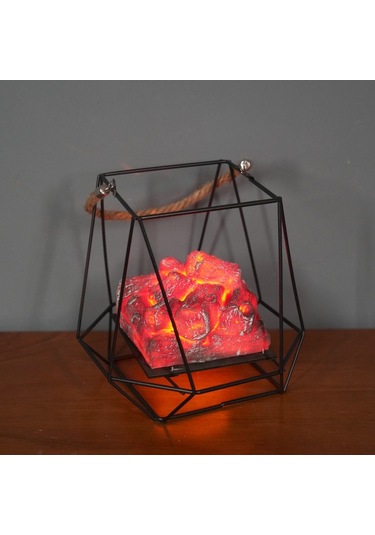 Sones Taklit Kömür Alev Lambası Led Dövme Demir Tatil Dekorasyonu, Özellikler: Kömür E