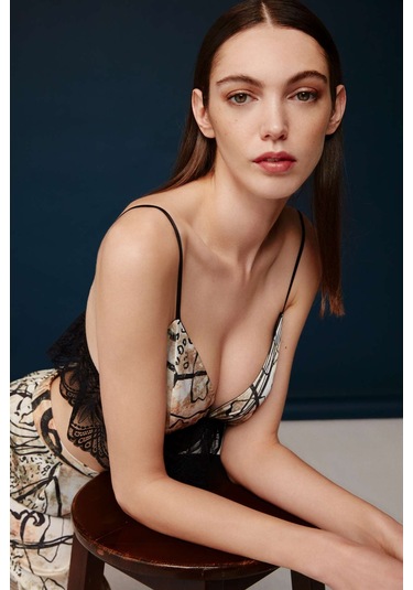 Bonnie&clyde - Kadın Baskılı Saten Şort Takımı Baskılı Çok Renkli