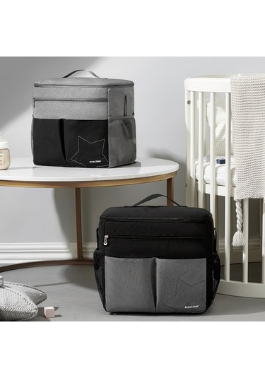 Flybuy Su Geçirmez Pratik Büyük Kapasiteli Bebek Bezi Çantası Anne Çantası Siyah