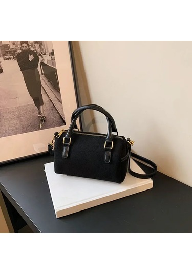 Macroupta Basit Ve Modaya Uygun Suni Süet Omuz Çantası - Kadın Küçük Boston Çanta 2024 Bej