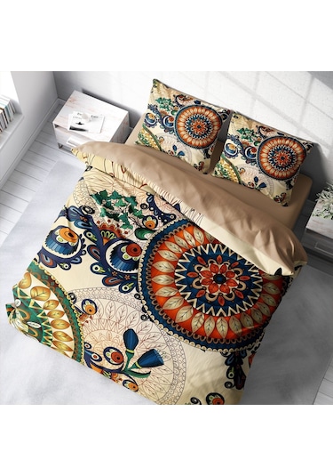 Monohome Otantik 3D Pamuk Saten Çift Kişilik Nevresim Takımı Çok Renkli