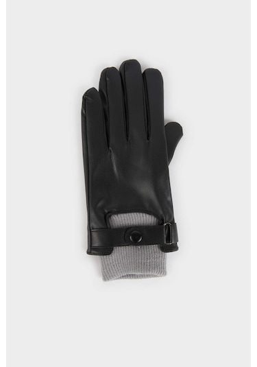 Defacto Kadın Suni Deri Eldiven C6842ax25wnbk23 Siyah-bk23
