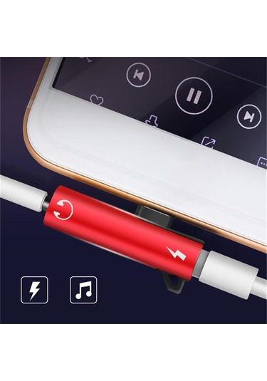 Kırmızı 2 İn 1 Metal Alaşım 3.5mm Jack Kulaklık Şarj Kablosu Konektörü İphone 12 Mini 11 Pro Max X Xr Xs Max 8 Uyumlu