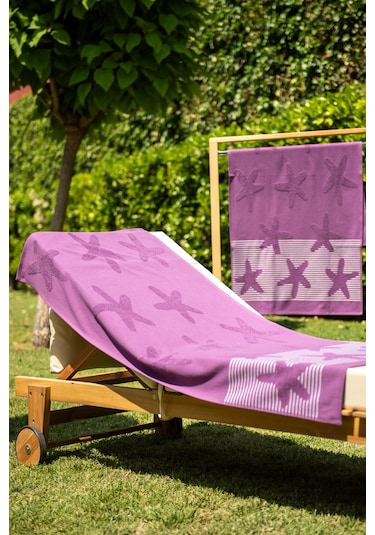 Menderes Home Cotton Collection Bukle Plaj Havlusu Yıldız Mor