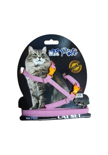 Pati Yavru Köpek ve Kedi Gezdirme Takım Tasması Ayarlanabilir Düz Pembe