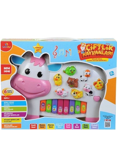 Can Ali Toys Pilli Inek Piyano Türkçe Sesli Müzikli Işıklı  28Cm