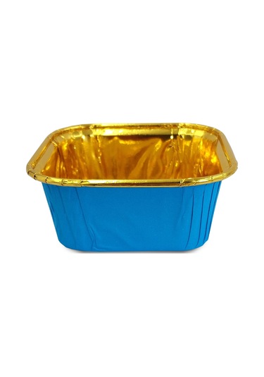 Kafem Muffin Kek Kapsülü Kare Mavi-altın 25li X 60 Paket Koli - K36 Mavi + Altın