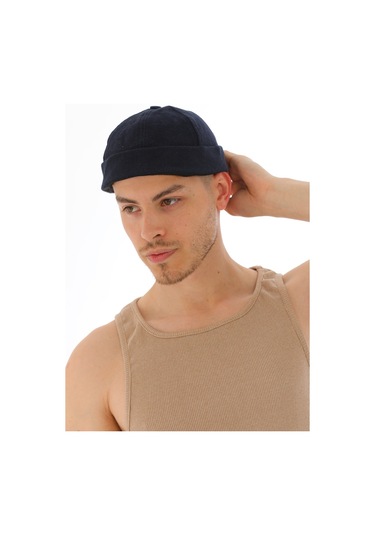 Kaşe Arkadan Ayarlı Retro Hip-hop Takke Şapka Lacivert