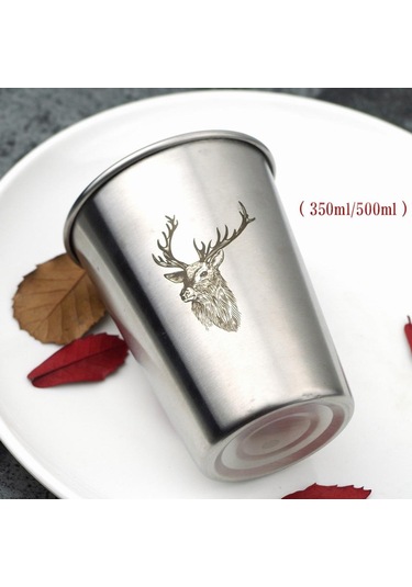 Suntek Bar Bira İçme Geyik Deseni Için Paslanmaz Çelik 500ml Geyik Deseni